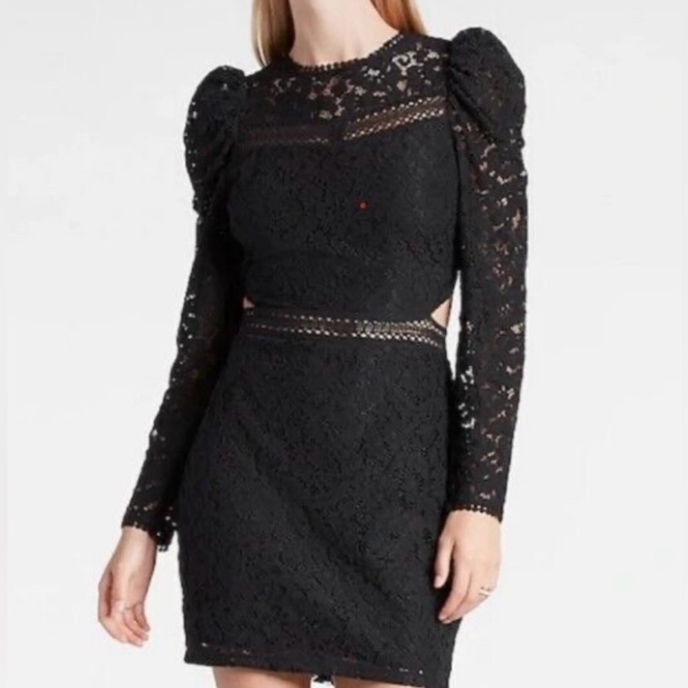 #42 NWT Express Black Lace Cut Out Mini Dress